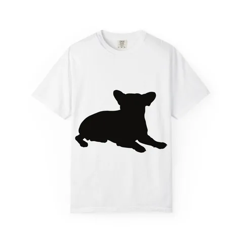 French Bulldog Pose lying on Unisex Garment-Dyed T-shirt