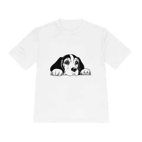Peeking Beagle on Unisex Moisture Wicking Tee