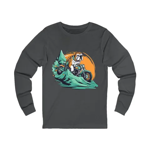 Motorcycle Bulldog Long Sleeve Shirt