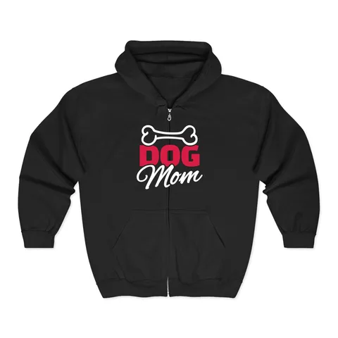 Dog Mom on Unisex Heavy Blend™ Full Zip Hooded Sweatshirt