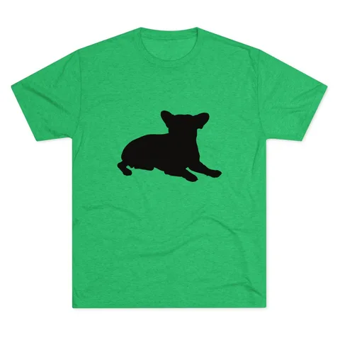 French Bulldog Pose lying on Unisex Tri-Blend Crew Tee