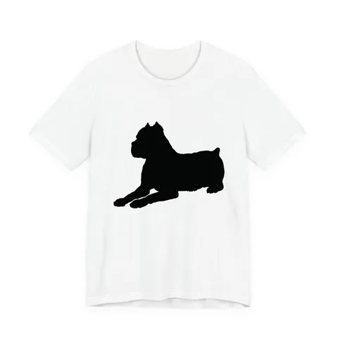 Cane Corso Silhouette lying, caption cropped (fixes.json) on Unisex Jersey Short Sleeve Tee