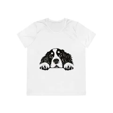 Peeking Cavalier King Charles Spaniel on Ladies Competitor Tee