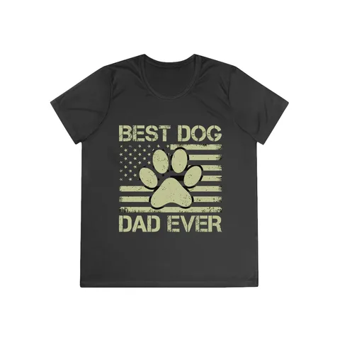 Best Dog Dad Ever Flag Paw on Ladies Competitor Tee