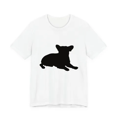 French Bulldog Pose lying on Unisex Jersey Short Sleeve Tee