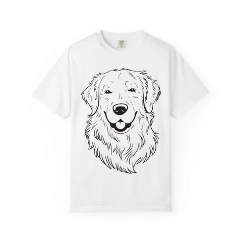Golden Retriever Portrait on Unisex Garment-Dyed T-shirt
