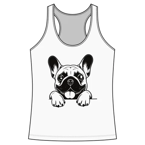 Peeking French Bulldog on Women's Competitor Racerback Tank