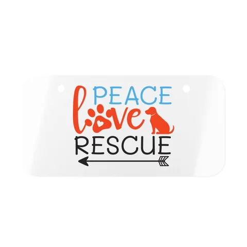 Peace Love Rescue on Mini License Plate