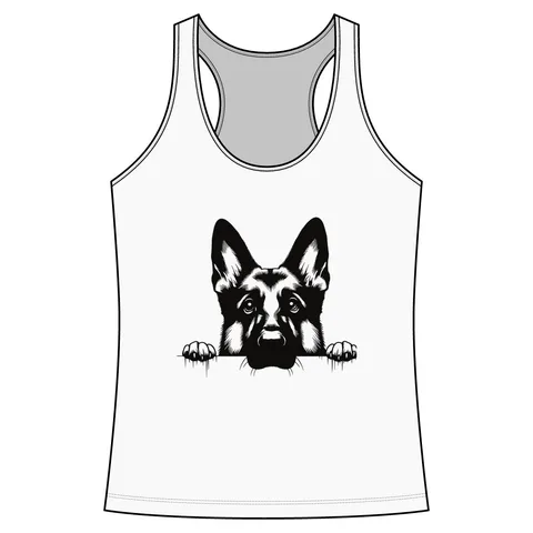 Peeking German Shepherd on Women's Competitor Racerback Tank
