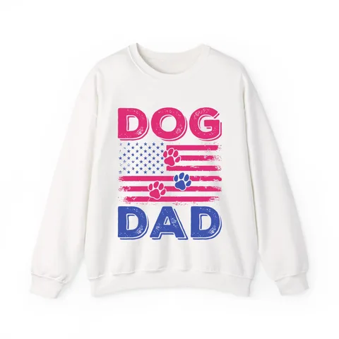 Dog Dad American Flag on Unisex Heavy Blend™ Crewneck Sweatshirt
