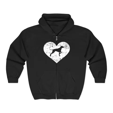 German Shorthaired Pointer Heart Zip Hoodie
