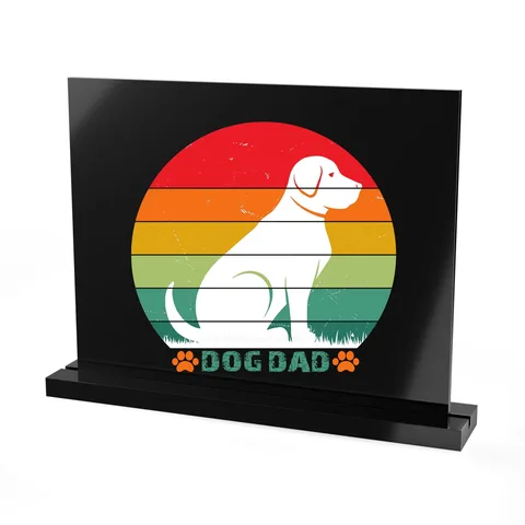 Dog Dad Retro Sunset on Acrylic Table Sign