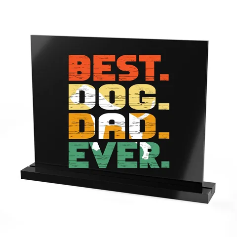 Best Dog Dad Ever Retro Stripe on Acrylic Table Sign