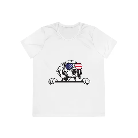 Patriotic Peeking Beagle Ladies Competitor Tee by Sport-Tek