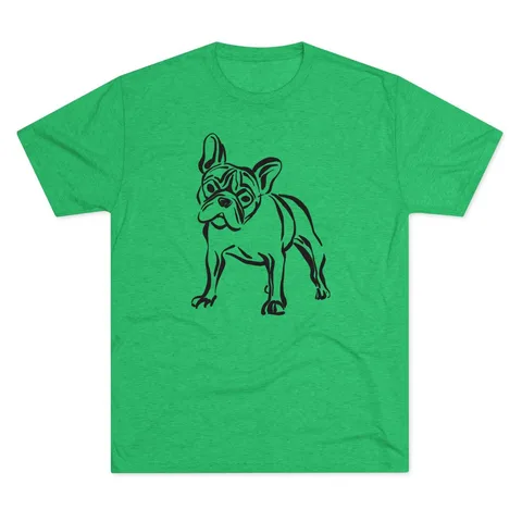 French Bulldog Portrait on Unisex Tri-Blend Crew Tee
