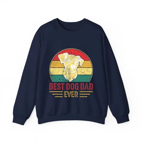 Best Dog Dad Ever Sunset Pup on Unisex Heavy Blend™ Crewneck Sweatshirt