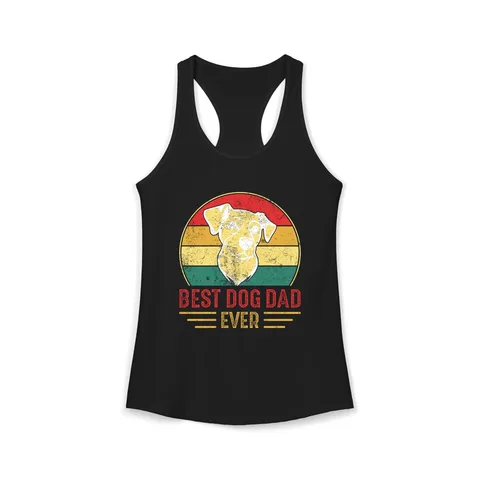 Best Dog Dad Ever Sunset Pup on Women's Ideal Racerback Tank