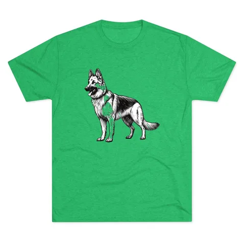 German Shepherd Sketch engraving full body on Unisex Tri-Blend Crew Tee