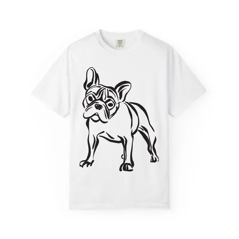 French Bulldog Portrait on Unisex Garment-Dyed T-shirt