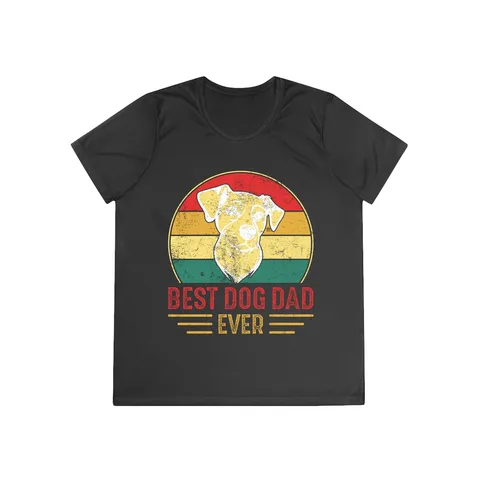 Best Dog Dad Ever Sunset Pup on Ladies Competitor Tee