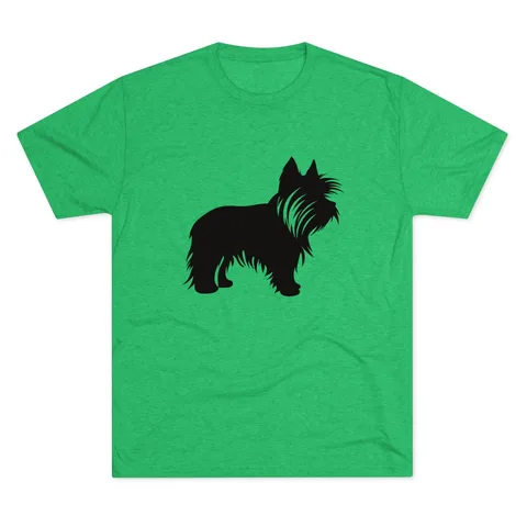 Yorkshire Terrier Silhouette standing, breed swap on Unisex Tri-Blend Crew Tee