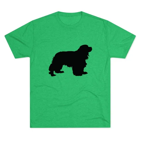Cavalier King Charles Spaniel Silhouette standing on Unisex Tri-Blend Crew Tee