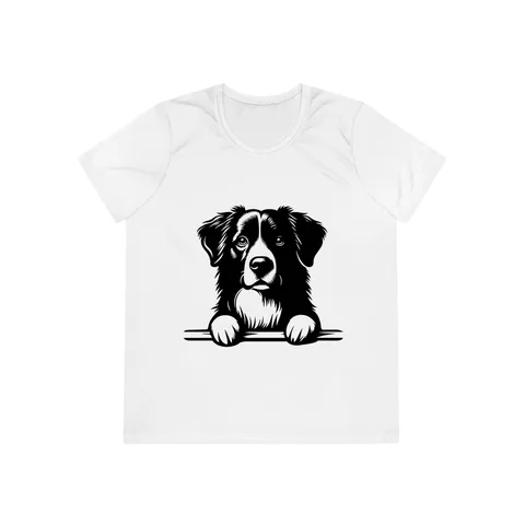 Peeking Australian Shepherd Ladies Competitor Tee by Sport-Tek