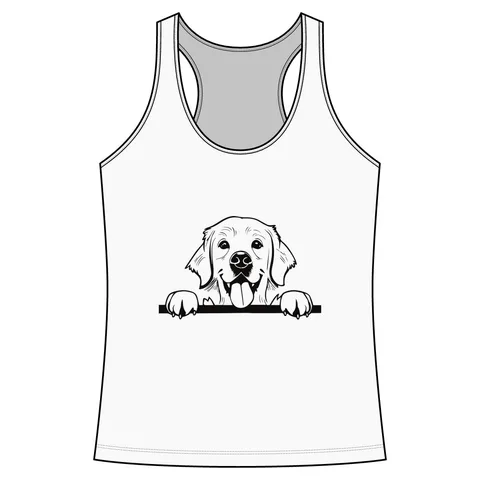 Peeking Golden Retriever on Women's Competitor Racerback Tank