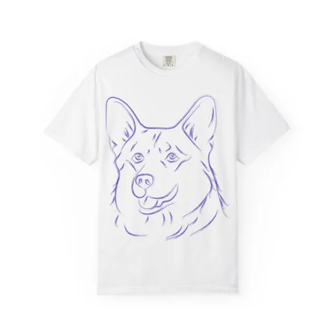Multi Breed Icon corgi on Unisex Garment-Dyed T-shirt