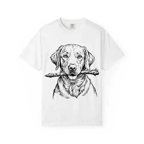 Labrador Retriever Sketch stick in mouth Comfort Colors Tee
