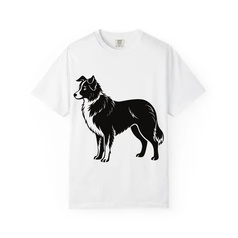 Australian Shepherd Portrait on Unisex Garment-Dyed T-shirt