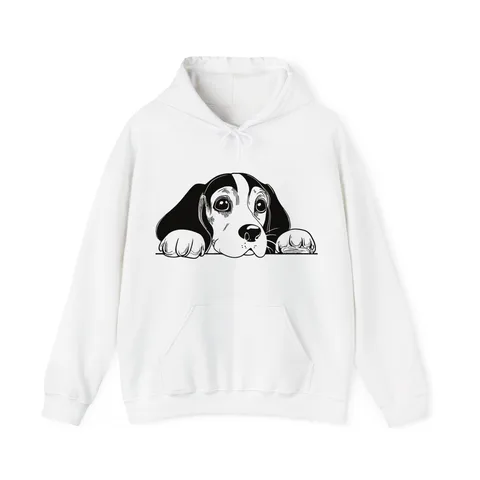 Peeking Beagle on Unisex Heavy Blend™ Hooded Sweatshirt