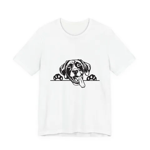 Peeking German Shorthaired Pointer on Unisex Jersey Short Sleeve Tee