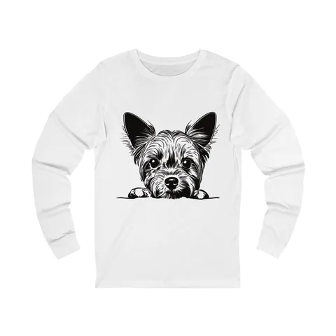 Peeking Yorkie Long Sleeve Shirt