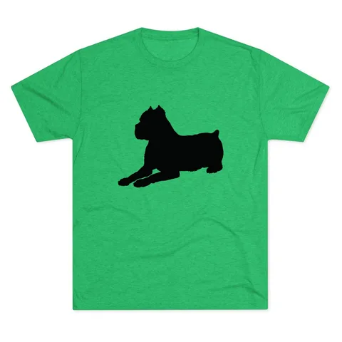 Cane Corso Silhouette lying, caption cropped (fixes.json) on Unisex Tri-Blend Crew Tee
