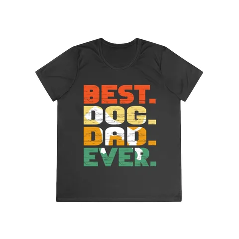 Best Dog Dad Ever Retro Stripe Ladies Competitor Tee