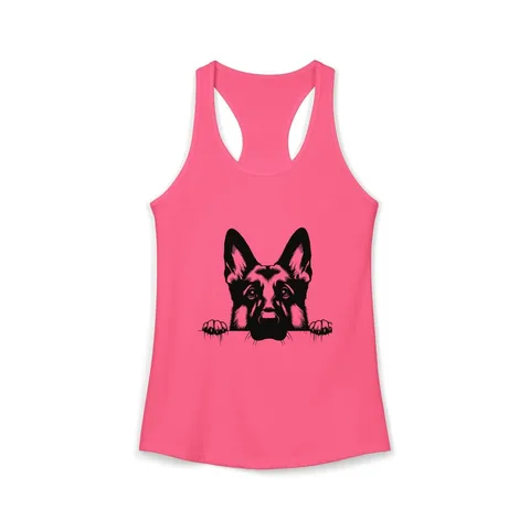 Peeking German Shepherd on Women's Ideal Racerback Tank