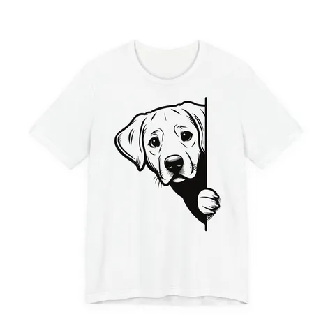 Labrador Retriever Peeking peeks from side edge on Unisex Jersey Short Sleeve Tee