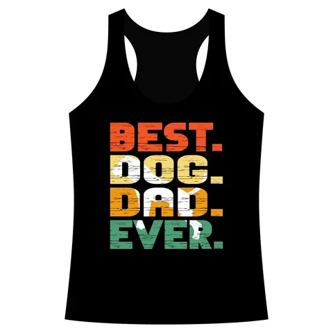 Best Dog Dad Ever Retro Stripe Performance Tank