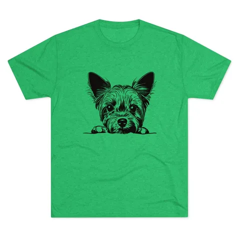 Peeking Yorkie Tri-Blend Tee