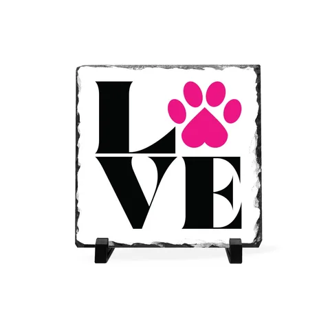 Love With Paw Print Slate Plaque
