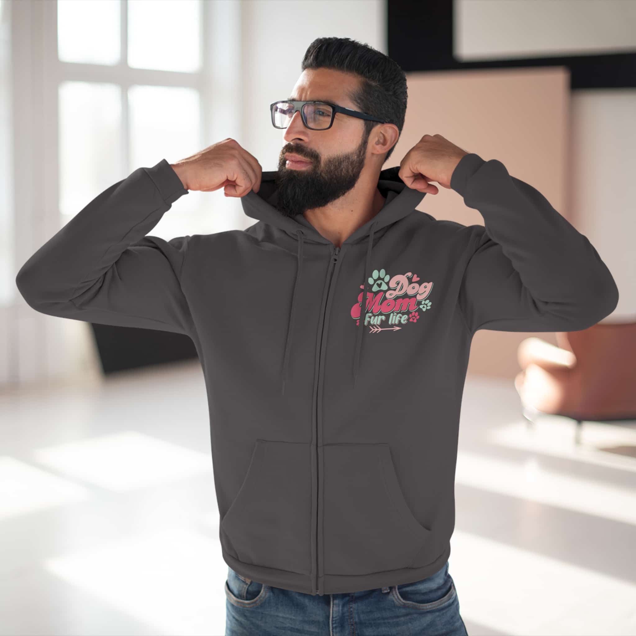 Dog Mom Fur Life Unisex Hooded Zip Sweatshirt 30 Dog Mom Fur Life Unisex Hooded Zip Sweatshirt - Image 30